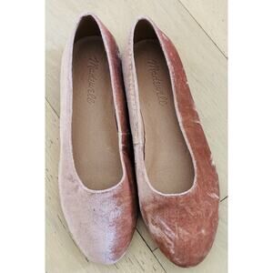 Madewell Womens Leia Ballet Flats Slip On Shoes Pink Velvet Size 6